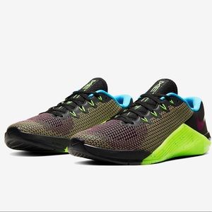 Metcon 5 AMP Black Green Strike Training Shoes